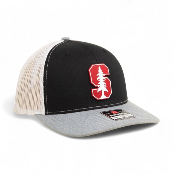 Stanford Cardinal 3D Snapback Trucker Hat- Black/ White/ Heather Grey - Picture 1 of 3